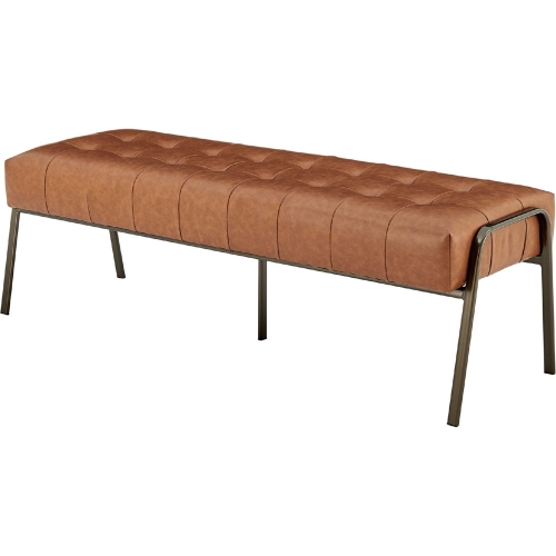 Venturi Bench in Tufted Vintage Cider Leatherette & Metal